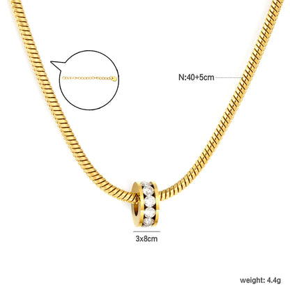 Sleek Minimalist Single Row Crystal Rolling Bead Pendant Flat Snake Chain Necklace | 18K Gold Plated Skin Friendly Stainless Steel | Bulk Order MOQ 12