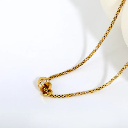 Minimalist Luxury Three Layer Rolling Rhinestone Barrel Pendant Box Chain Necklace | 18K Gold Plated Hypoallergenic Stainless Steel | MOQ 12