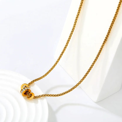 Minimalist Luxury Three Layer Rolling Rhinestone Barrel Pendant Box Chain Necklace | 18K Gold Plated Hypoallergenic Stainless Steel | MOQ 12