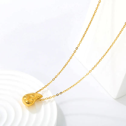 Irregular Abstract Art Minimalist Hollow Concave Teardrop Pendant Rolo Chain Necklace