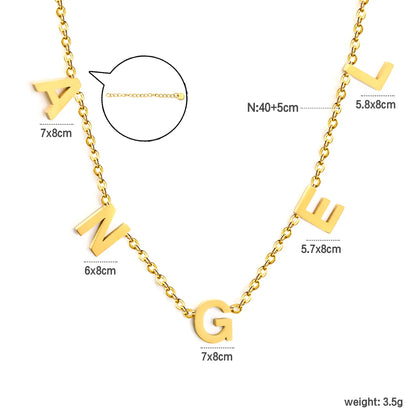 Adjustable  Spelled Out Angel Letter Station Necklace Floating Block Alphabet Charms | Personalized Minimalist Daily Layering Jewelry | Bulk Order MOQ 12