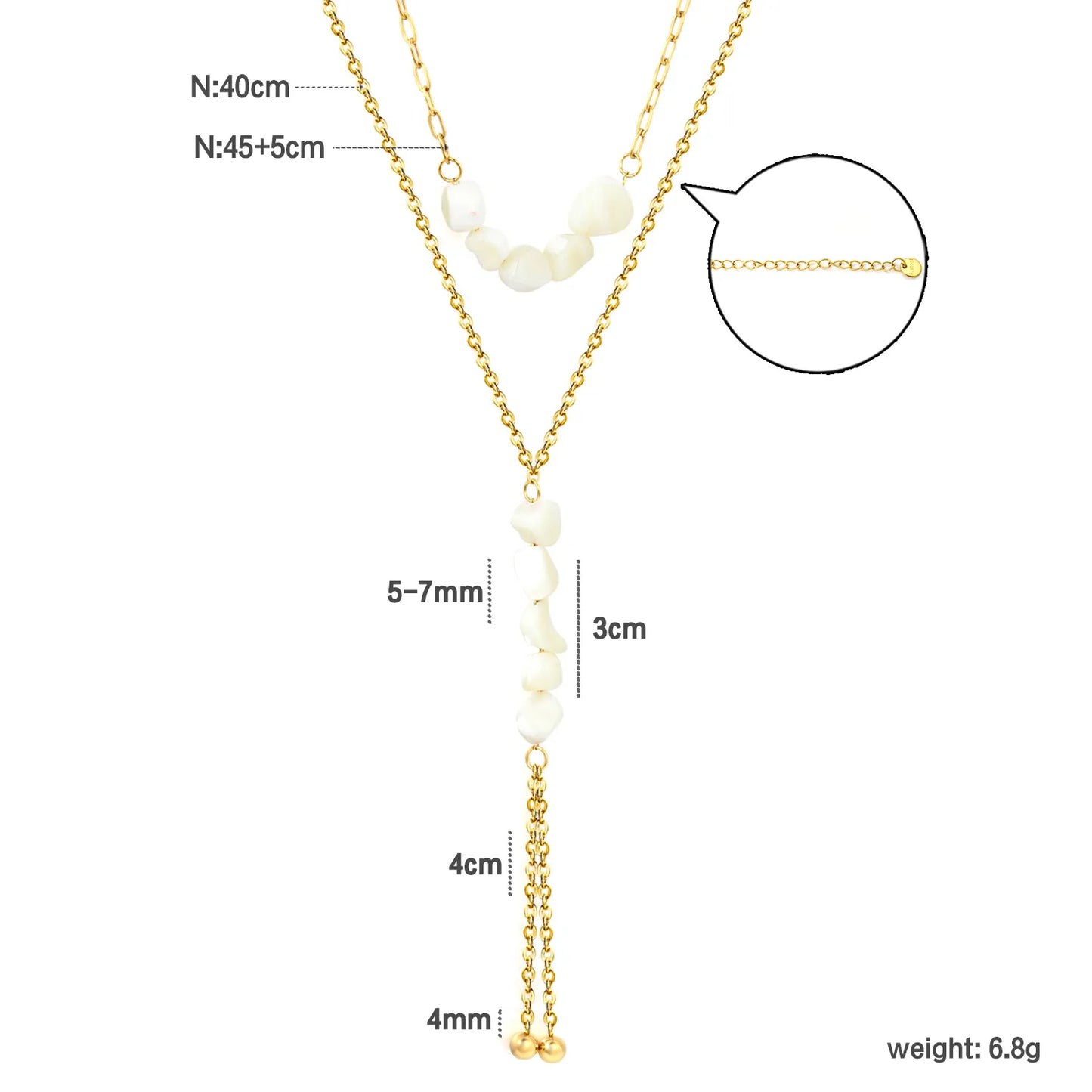 Double Layer Natural Stone Bead Y Drop Lariat Necklace Tassel Ball End Design | Multi Color Options | Boho Summer Beach Layering Jewelry