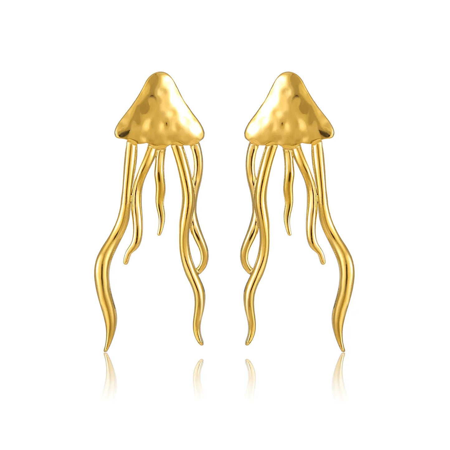 Hammered Textured Jellyfish Drop Stud Earrings | Long Statement Earrings Wholesale Bulk Order MOQ 12