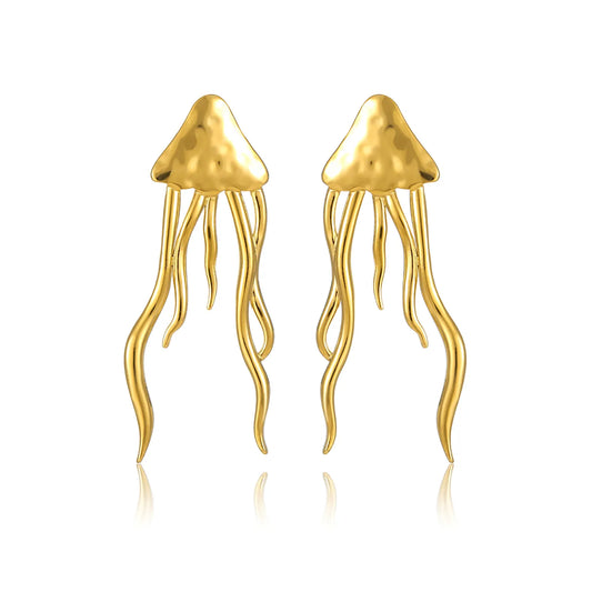 Hammered Textured Jellyfish Drop Stud Earrings | Long Statement Earrings Wholesale Bulk Order MOQ 12
