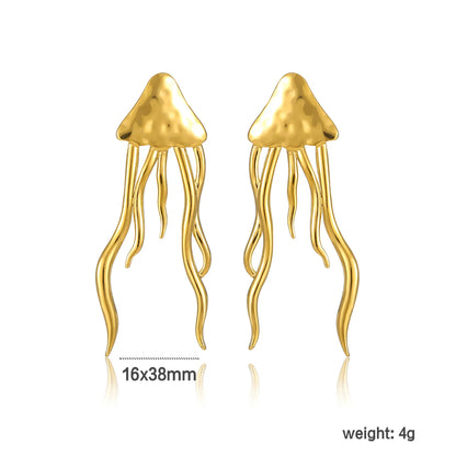 Hammered Textured Jellyfish Drop Stud Earrings | Long Statement Earrings Wholesale Bulk Order MOQ 12