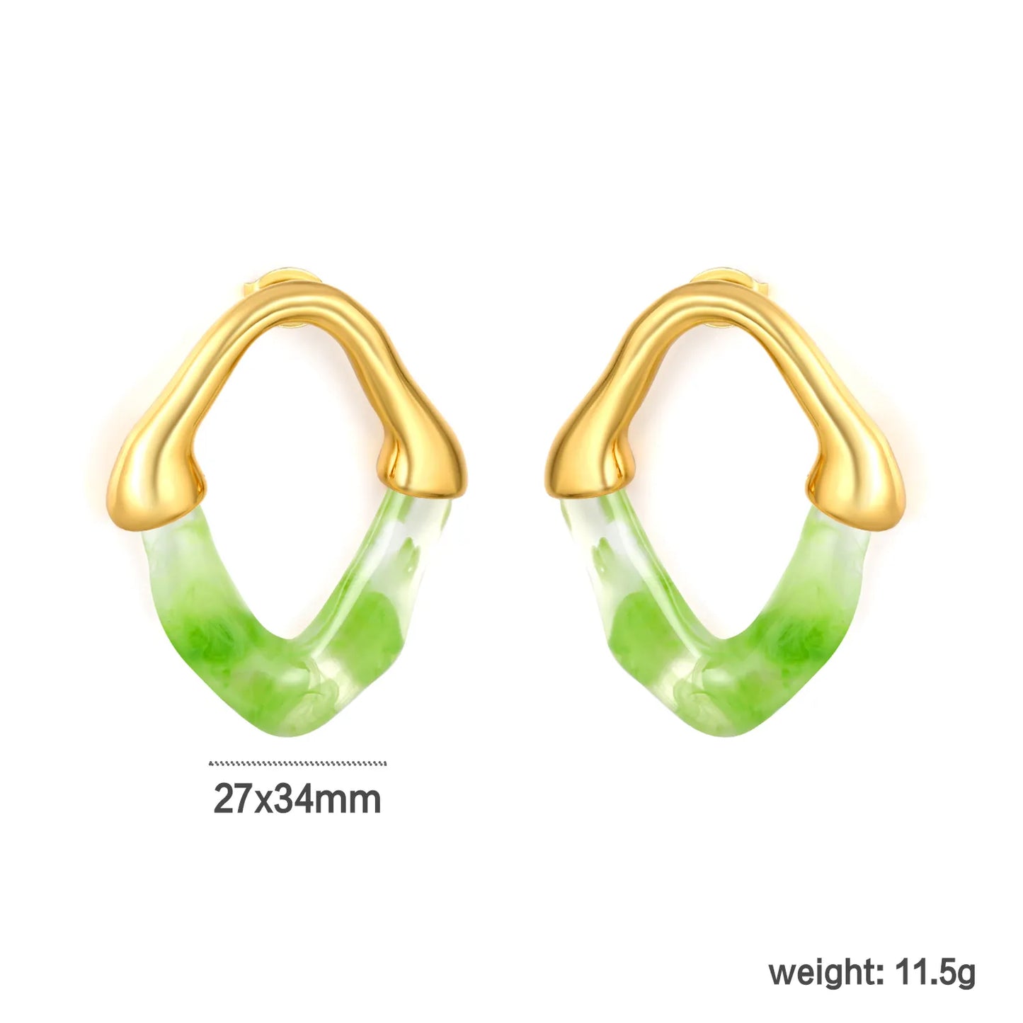Colorful Translucent Statement Two-Tone Resin Irregular Hoop Earrings | 18K Gold Plated Hypoallergenic Stainless Steel