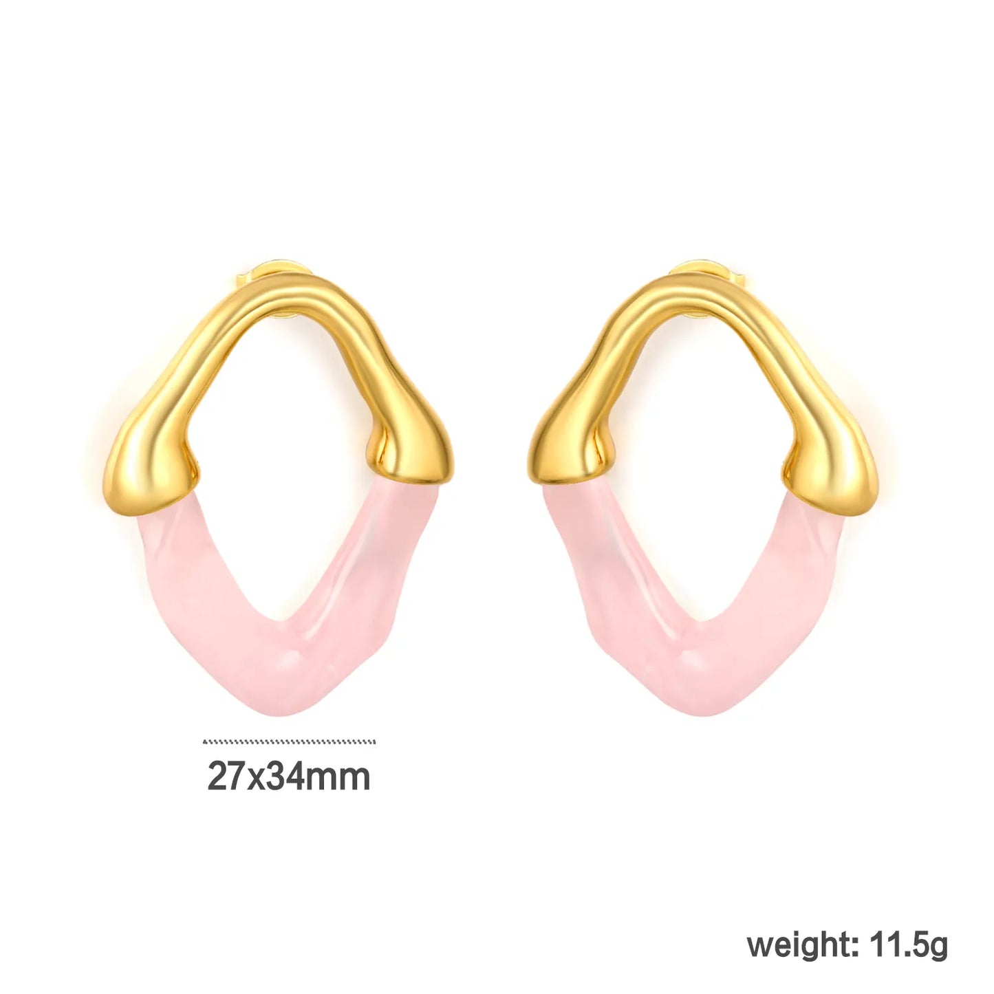 Colorful Translucent Statement Two-Tone Resin Irregular Hoop Earrings | 18K Gold Plated Hypoallergenic Stainless Steel