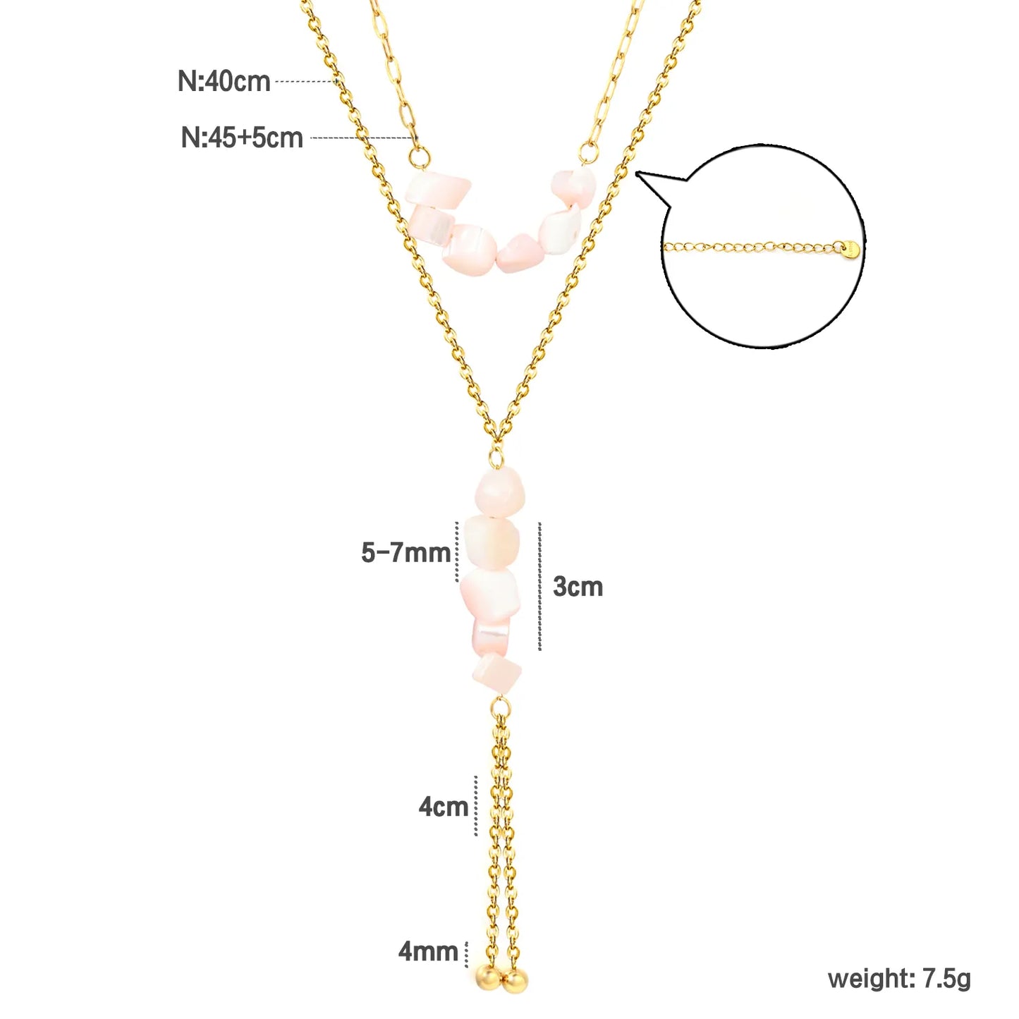 Double Layer Natural Stone Bead Y Drop Lariat Necklace Tassel Ball End Design | Multi Color Options | Boho Summer Beach Layering Jewelry