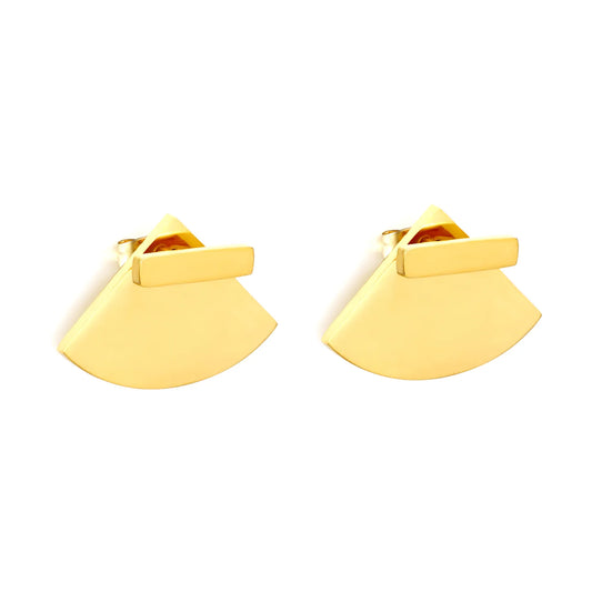 Minimalist Front Back Statement 2-in-1 Detachable Fan Geometric Stud Earrings | 18K Gold Plated Stainless Steel | Wholesale MOQ 12