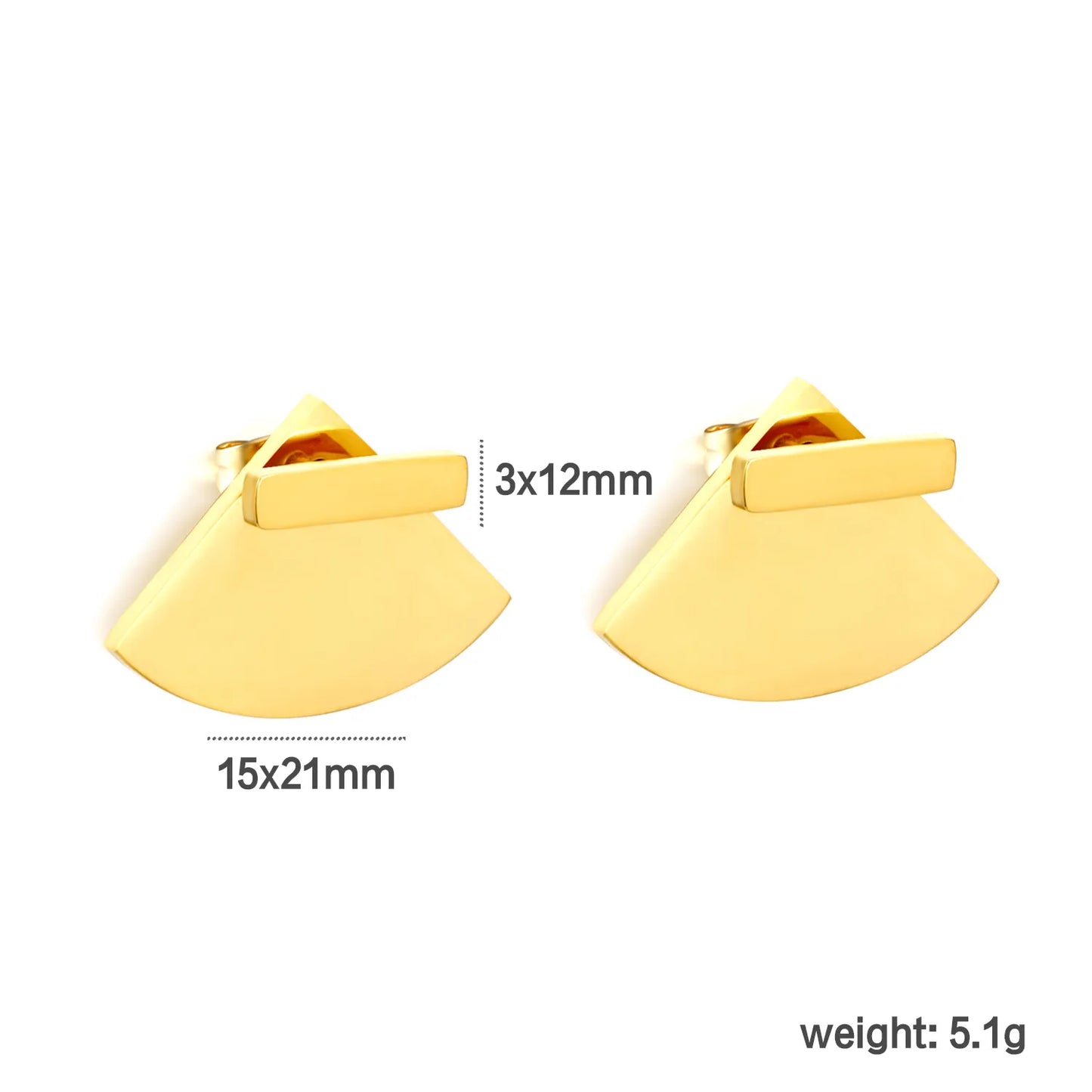 Minimalist Front Back Statement 2-in-1 Detachable Fan Geometric Stud Earrings | 18K Gold Plated Stainless Steel | Wholesale MOQ 12