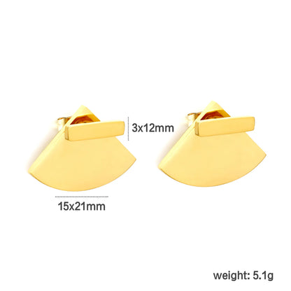 Minimalist Front Back Statement 2-in-1 Detachable Fan Geometric Stud Earrings | 18K Gold Plated Stainless Steel | Wholesale MOQ 12