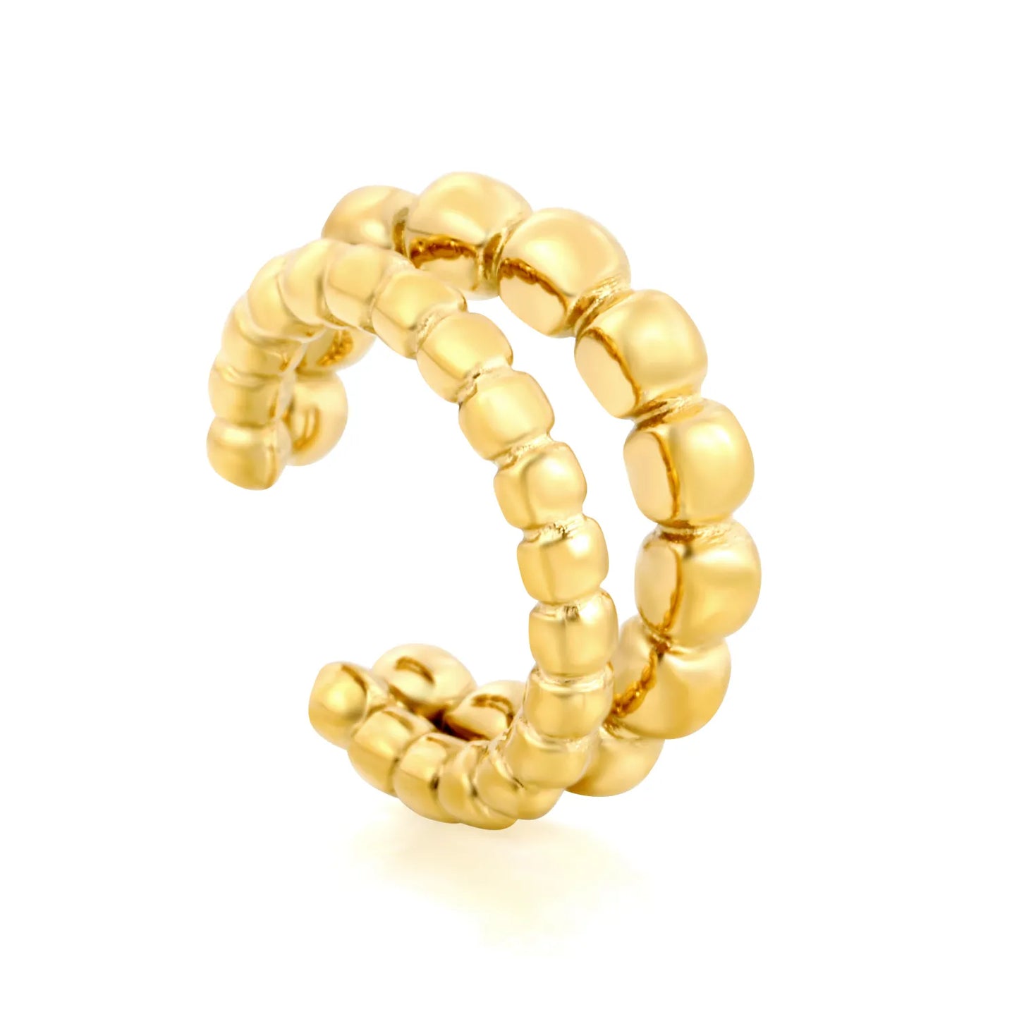 Gradient Cube Beaded No-Piercing Ear Cuff | 18K Gold Stainless Steel Cartilage Clip | Wholesale MOQ 12