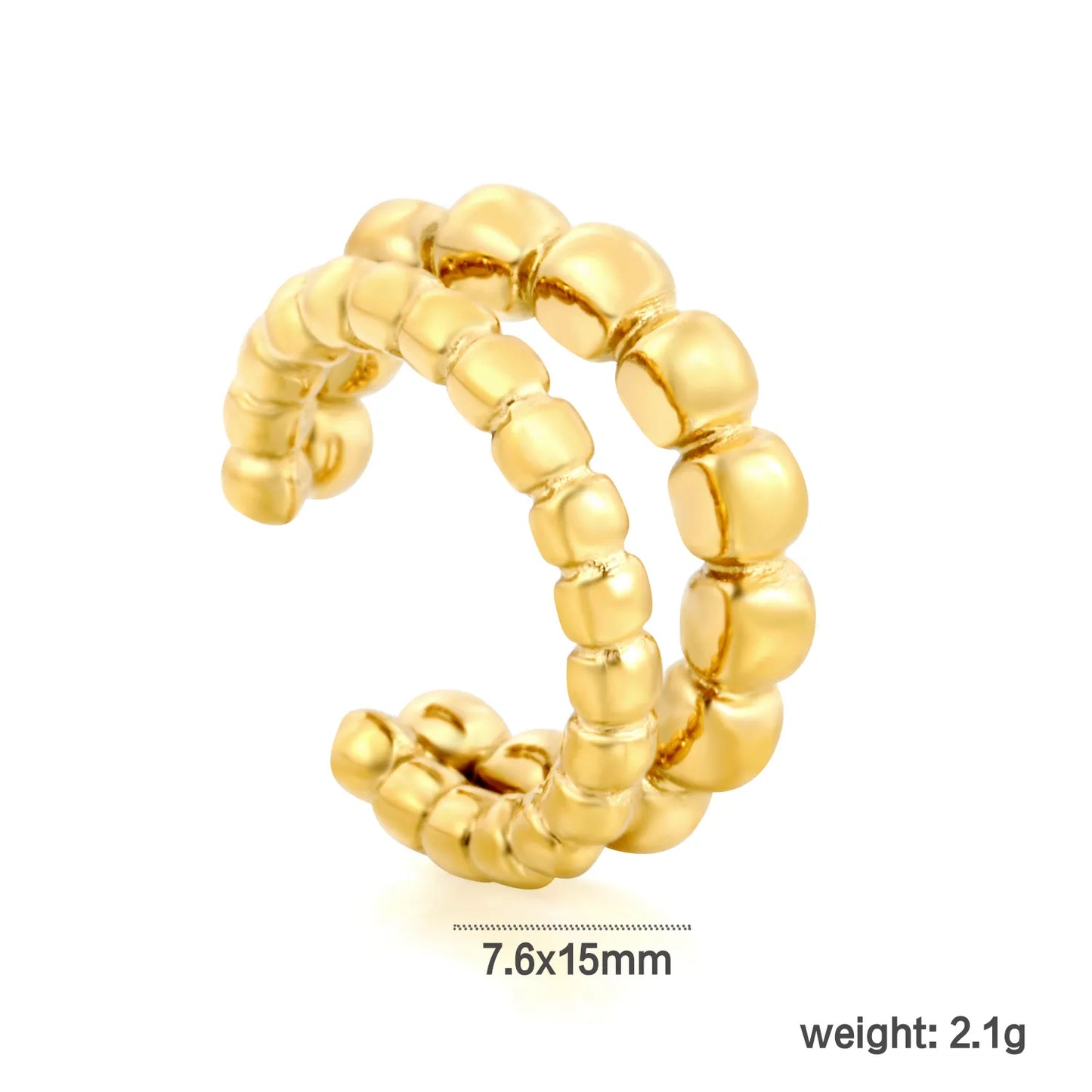 Gradient Cube Beaded No-Piercing Ear Cuff | 18K Gold Stainless Steel Cartilage Clip | Wholesale MOQ 12