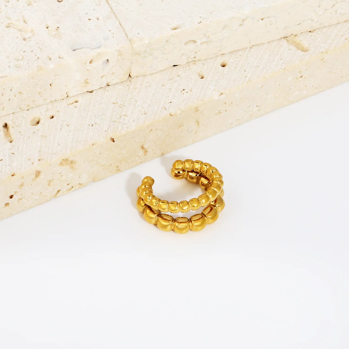 Gradient Cube Beaded No-Piercing Ear Cuff | 18K Gold Stainless Steel Cartilage Clip | Wholesale MOQ 12