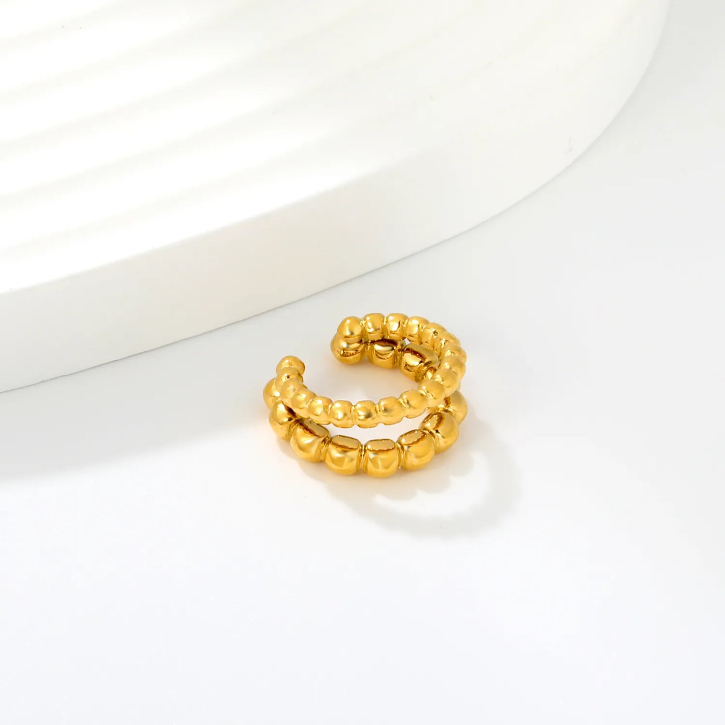 Gradient Cube Beaded No-Piercing Ear Cuff | 18K Gold Stainless Steel Cartilage Clip | Wholesale MOQ 12
