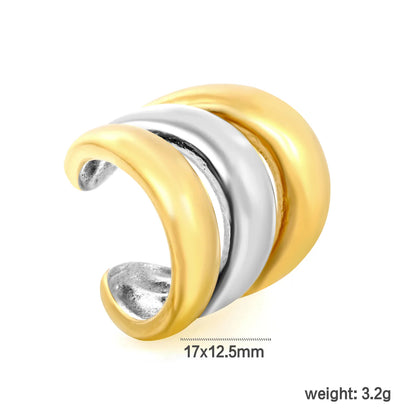3 Layers Chunky Open Cuff Ear Cuff No Piercing Earrings |  Gold & Gold Silver Mixed | Anti-Tarnish Stainless Steel | Wholesale MOQ