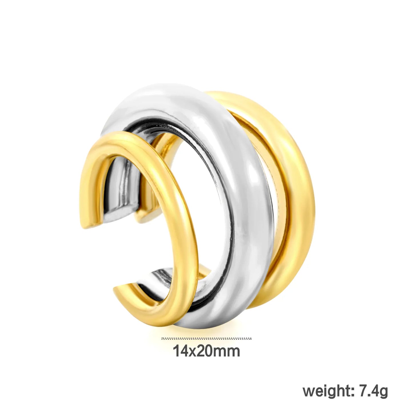 Triple Thick Tube Layered Non Piercing Ear Cuff | 18K Gold Plated Stainless Steel | Wholesale MOQ 12
