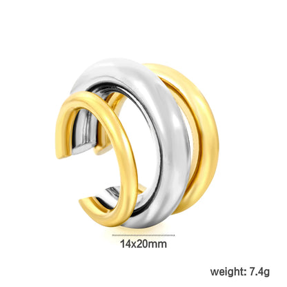 Triple Thick Tube Layered Non Piercing Ear Cuff | 18K Gold Plated Stainless Steel | Wholesale MOQ 12