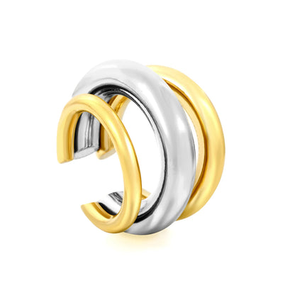 Triple Thick Tube Layered Non Piercing Ear Cuff | 18K Gold Plated Stainless Steel | Wholesale MOQ 12