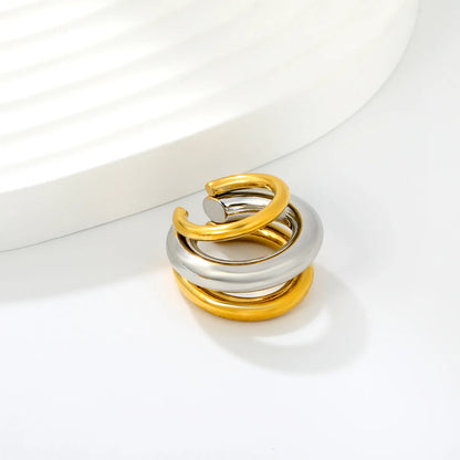 Triple Thick Tube Layered Non Piercing Ear Cuff | 18K Gold Plated Stainless Steel | Wholesale MOQ 12
