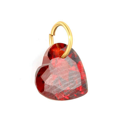 Faceted Red Heart Cubic Zirconia Charm Pendant with Gold Jump Ring | Mini Love Crystal Dangle Charm for DIY Necklace Bracelet Earring Jewelry Making | Wholesale MOQ 12
