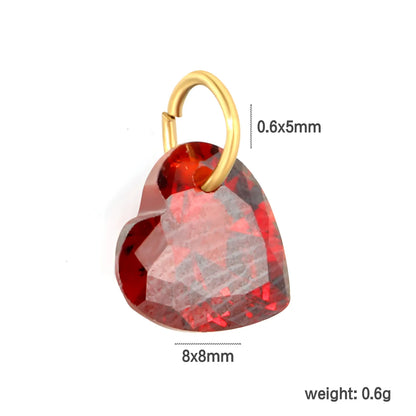 Faceted Red Heart Cubic Zirconia Charm Pendant with Gold Jump Ring | Mini Love Crystal Dangle Charm for DIY Necklace Bracelet Earring Jewelry Making | Wholesale MOQ 12