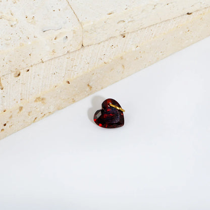 Faceted Red Heart Cubic Zirconia Charm Pendant with Gold Jump Ring | Mini Love Crystal Dangle Charm for DIY Necklace Bracelet Earring Jewelry Making | Wholesale MOQ 12