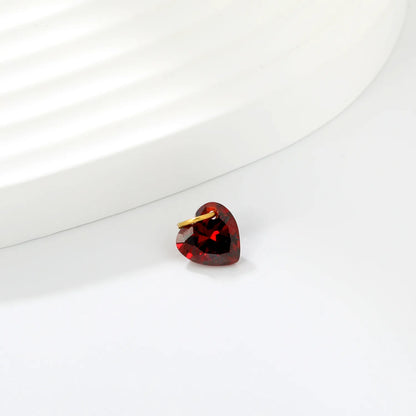 Faceted Red Heart Cubic Zirconia Charm Pendant with Gold Jump Ring | Mini Love Crystal Dangle Charm for DIY Necklace Bracelet Earring Jewelry Making | Wholesale MOQ 12