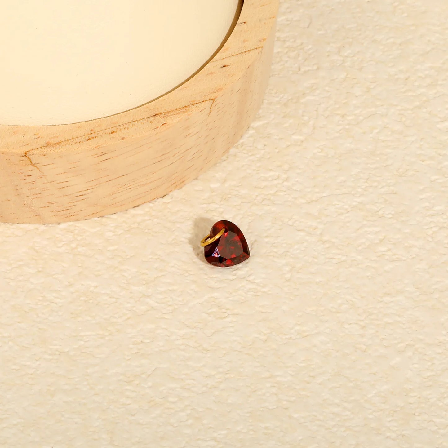 Faceted Red Heart Cubic Zirconia Charm Pendant with Gold Jump Ring | Mini Love Crystal Dangle Charm for DIY Necklace Bracelet Earring Jewelry Making | Wholesale MOQ 12