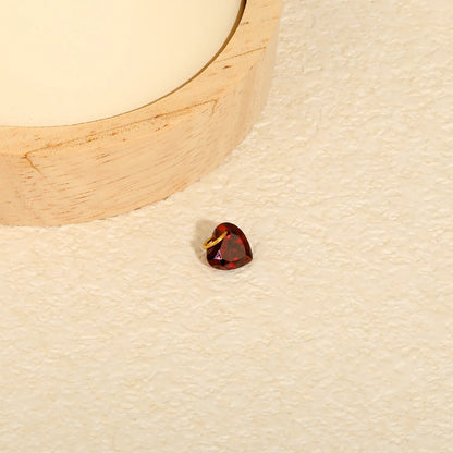 Faceted Red Heart Cubic Zirconia Charm Pendant with Gold Jump Ring | Mini Love Crystal Dangle Charm for DIY Necklace Bracelet Earring Jewelry Making | Wholesale MOQ 12