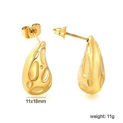 Irregular Hammered Teardrop Statement Earrings | Wholesale MOQ 12 | 18K Gold Plated Stainless Steel