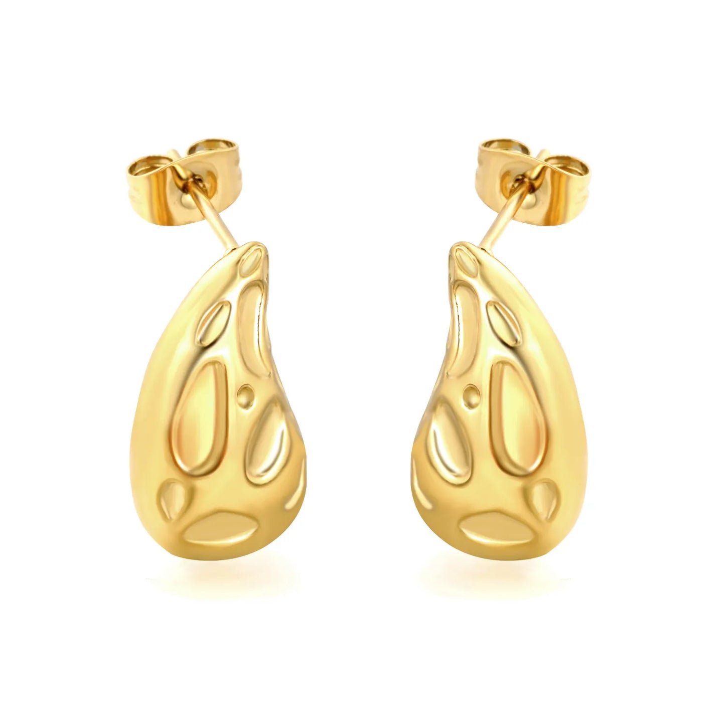 Irregular Hammered Teardrop Statement Earrings | Wholesale MOQ 12 | 18K Gold Plated Stainless Steel