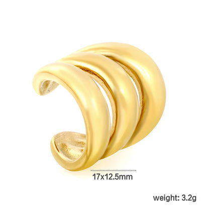 3 Layers Chunky Open Cuff Ear Cuff No Piercing Earrings |  Gold & Gold Silver Mixed | Anti-Tarnish Stainless Steel | Wholesale MOQ