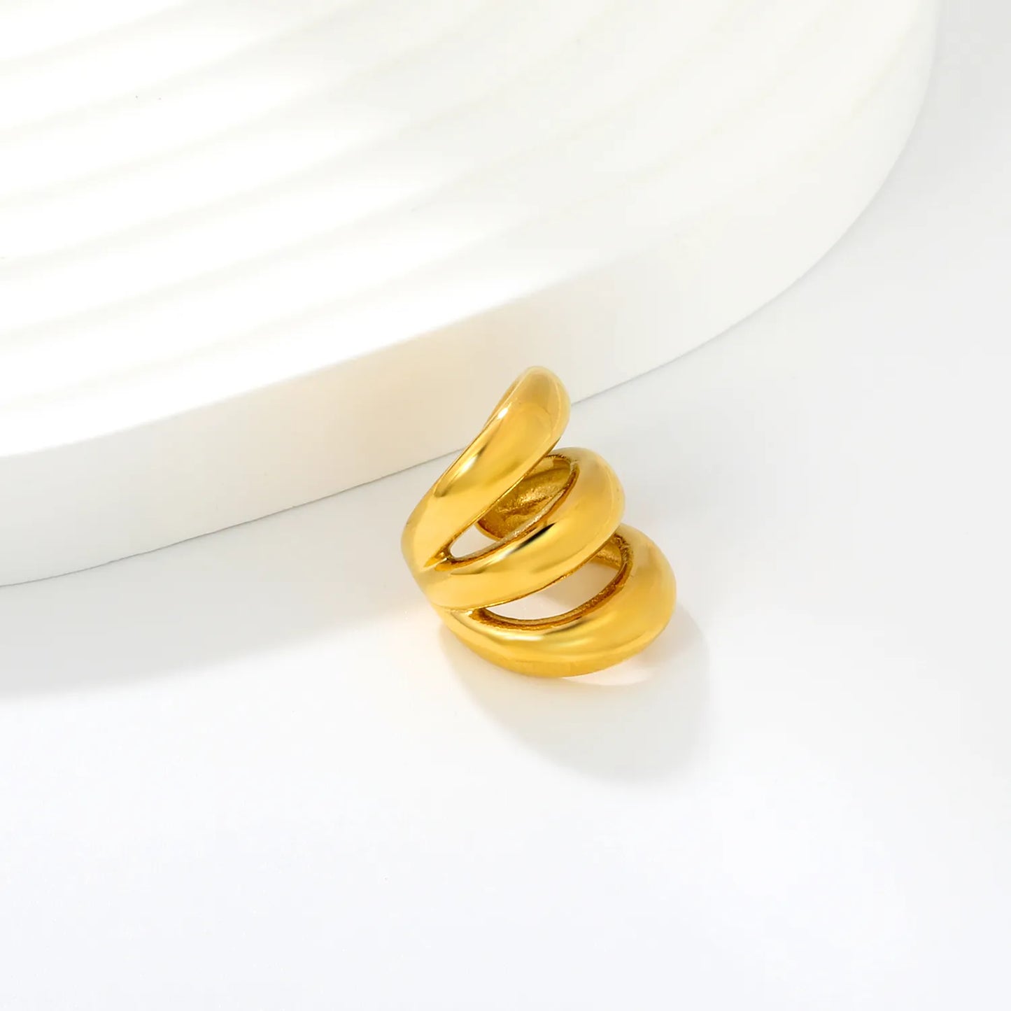 3 Layers Chunky Open Cuff Ear Cuff No Piercing Earrings |  Gold & Gold Silver Mixed | Anti-Tarnish Stainless Steel | Wholesale MOQ