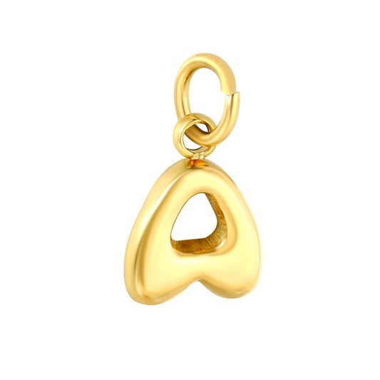 Bubble Bold 26 Alphabet Letter Charms | A-Z Full Set 18K Gold Plated Stainless Steel Pendant Charms for DIY Jewelry Making | Wholesale MOQ 12