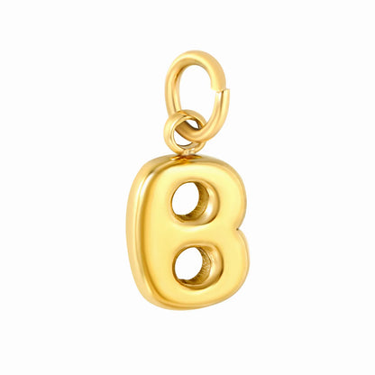 Bubble Bold 26 Alphabet Letter Charms | A-Z Full Set 18K Gold Plated Stainless Steel Pendant Charms for DIY Jewelry Making | Wholesale MOQ 12