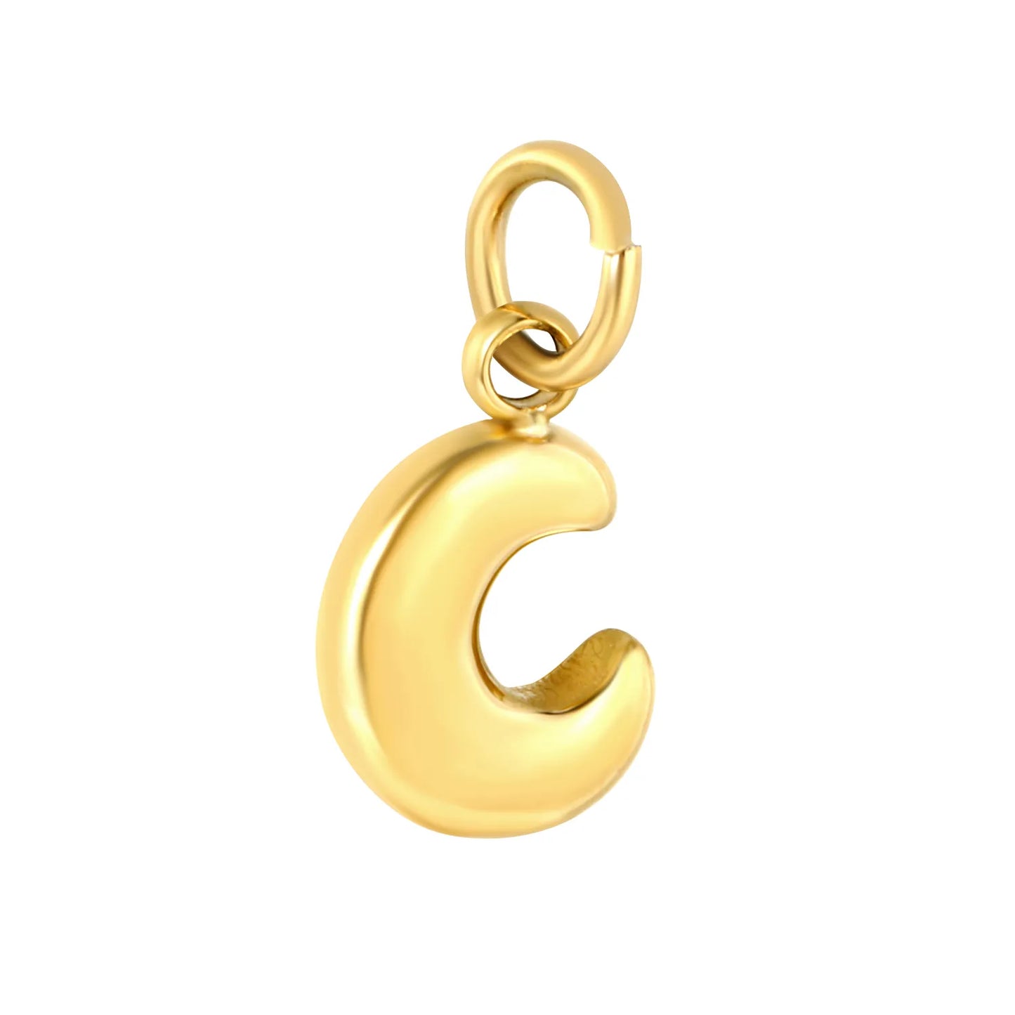 Bubble Bold 26 Alphabet Letter Charms | A-Z Full Set 18K Gold Plated Stainless Steel Pendant Charms for DIY Jewelry Making | Wholesale MOQ 12