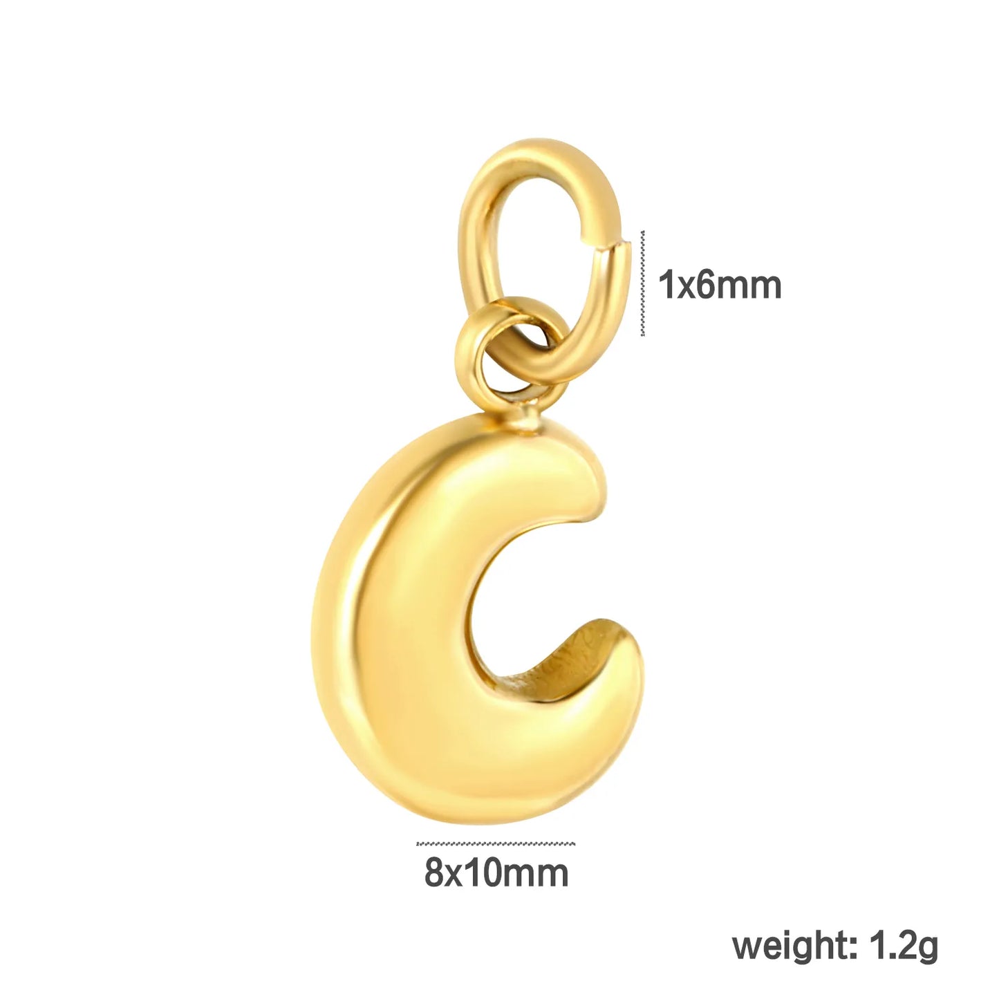 Bubble Bold 26 Alphabet Letter Charms | A-Z Full Set 18K Gold Plated Stainless Steel Pendant Charms for DIY Jewelry Making | Wholesale MOQ 12