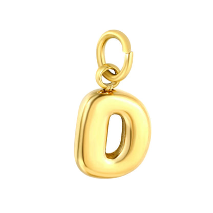 Bubble Bold 26 Alphabet Letter Charms | A-Z Full Set 18K Gold Plated Stainless Steel Pendant Charms for DIY Jewelry Making | Wholesale MOQ 12