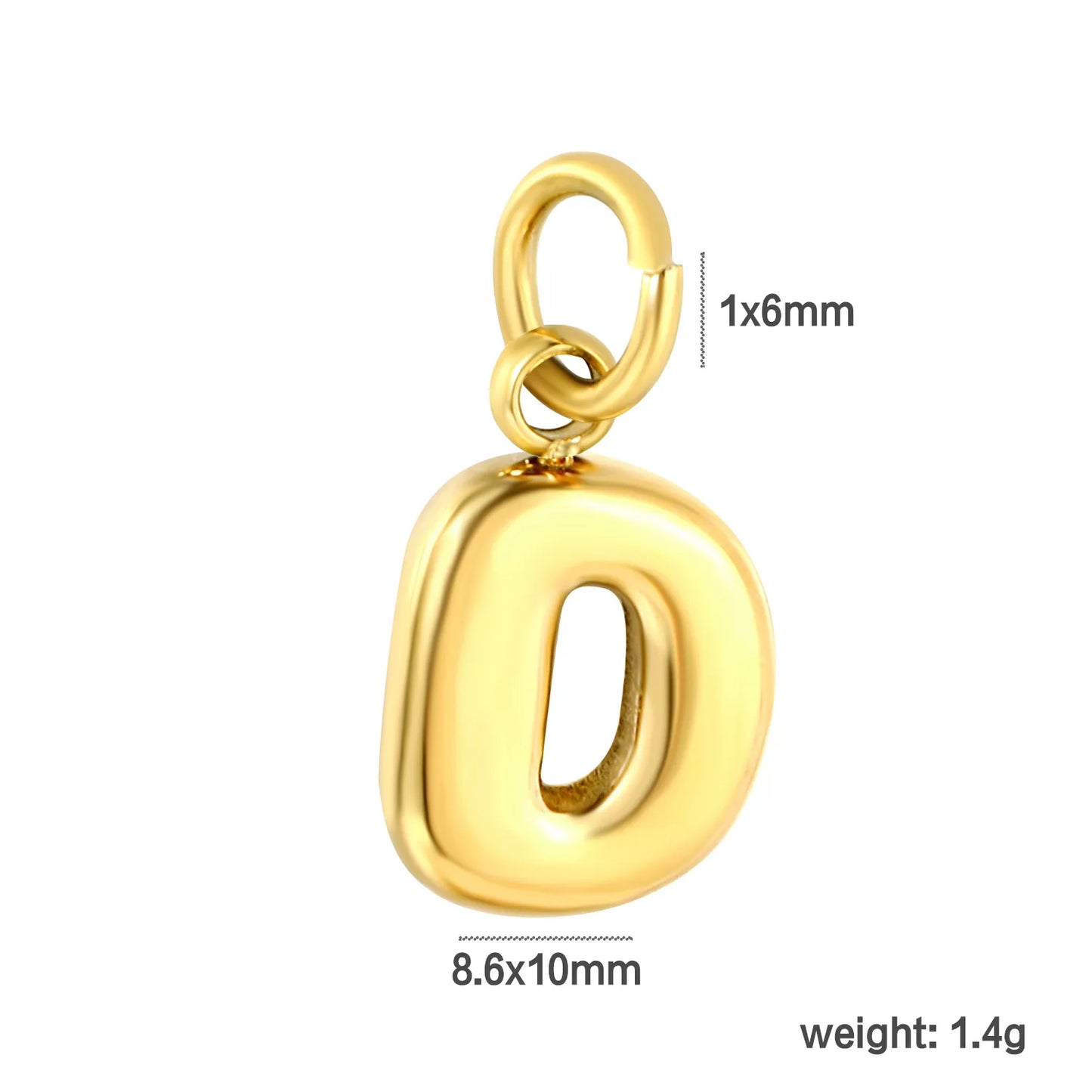 Bubble Bold 26 Alphabet Letter Charms | A-Z Full Set 18K Gold Plated Stainless Steel Pendant Charms for DIY Jewelry Making | Wholesale MOQ 12