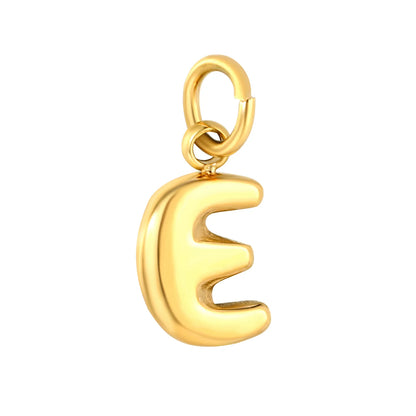 Bubble Bold 26 Alphabet Letter Charms | A-Z Full Set 18K Gold Plated Stainless Steel Pendant Charms for DIY Jewelry Making | Wholesale MOQ 12