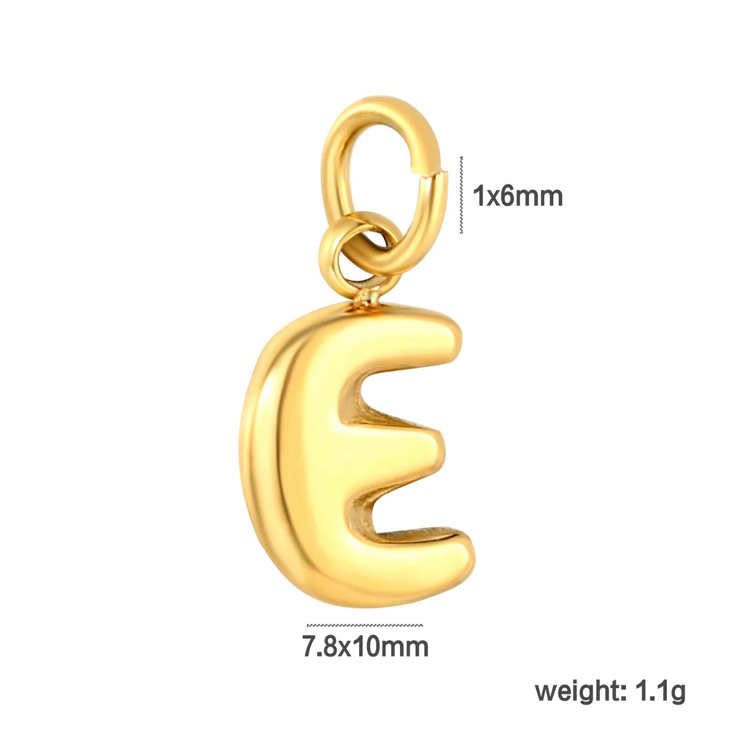Bubble Bold 26 Alphabet Letter Charms | A-Z Full Set 18K Gold Plated Stainless Steel Pendant Charms for DIY Jewelry Making | Wholesale MOQ 12