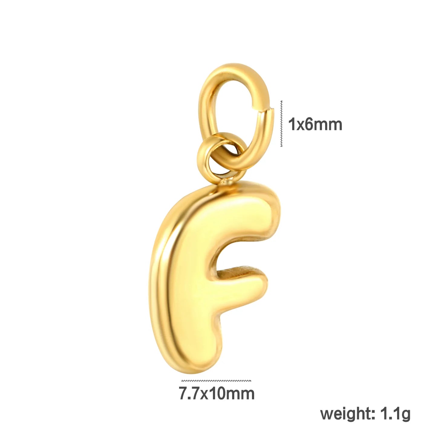 Bubble Bold 26 Alphabet Letter Charms | A-Z Full Set 18K Gold Plated Stainless Steel Pendant Charms for DIY Jewelry Making | Wholesale MOQ 12