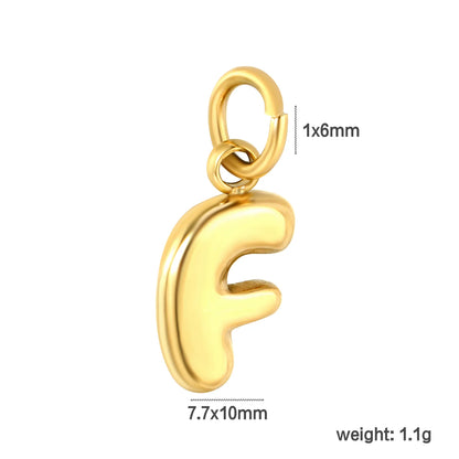 Bubble Bold 26 Alphabet Letter Charms | A-Z Full Set 18K Gold Plated Stainless Steel Pendant Charms for DIY Jewelry Making | Wholesale MOQ 12