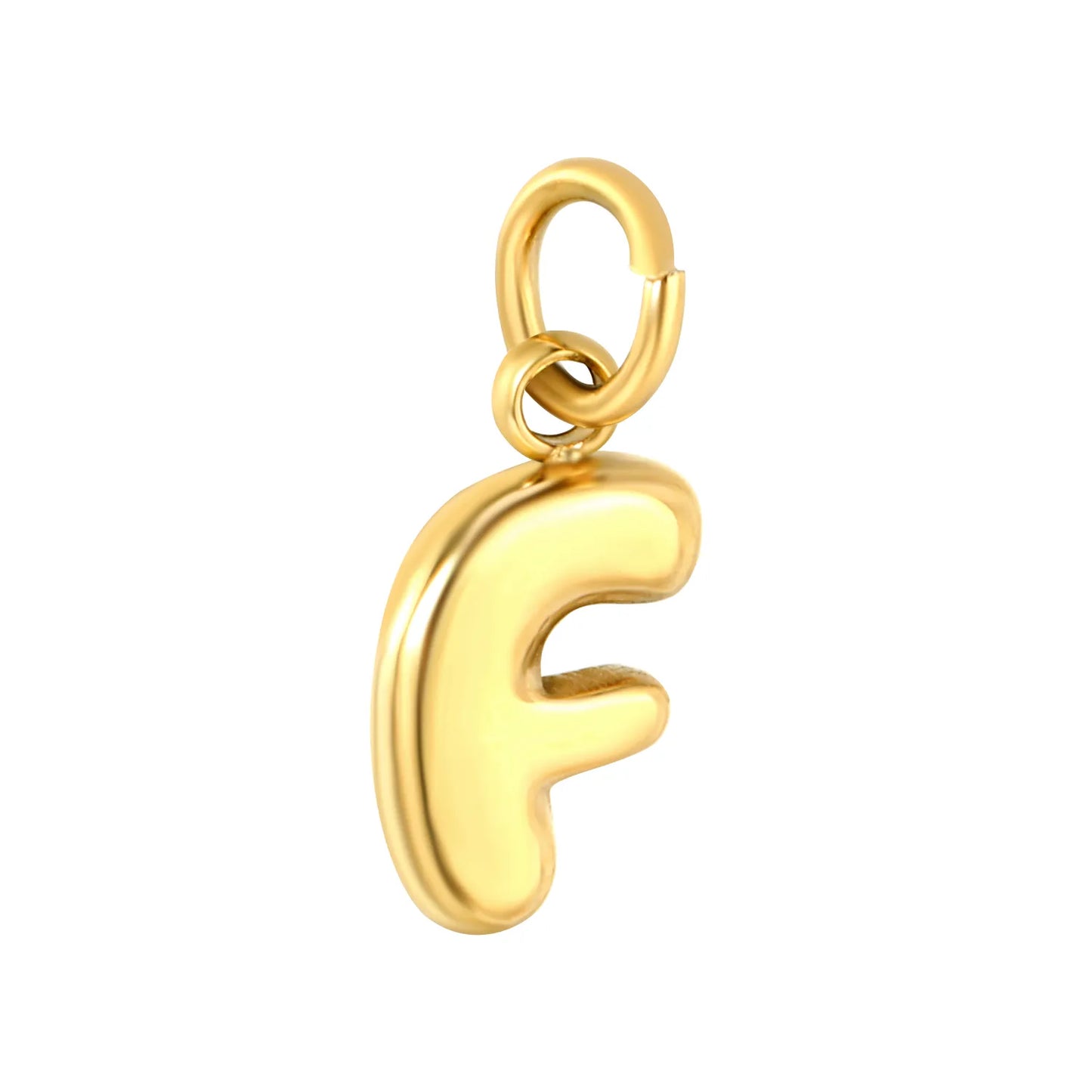 Bubble Bold 26 Alphabet Letter Charms | A-Z Full Set 18K Gold Plated Stainless Steel Pendant Charms for DIY Jewelry Making | Wholesale MOQ 12