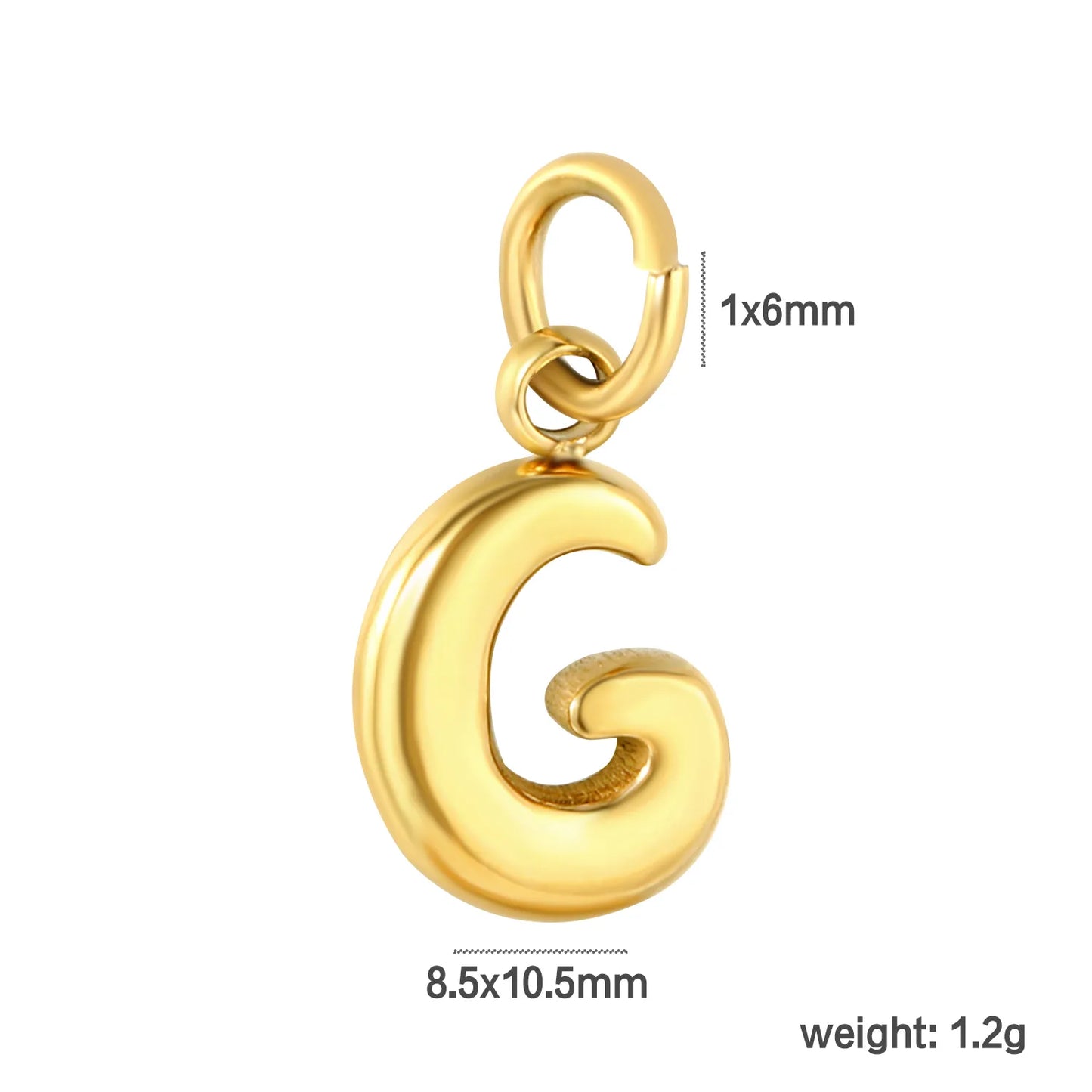 Bubble Bold 26 Alphabet Letter Charms | A-Z Full Set 18K Gold Plated Stainless Steel Pendant Charms for DIY Jewelry Making | Wholesale MOQ 12