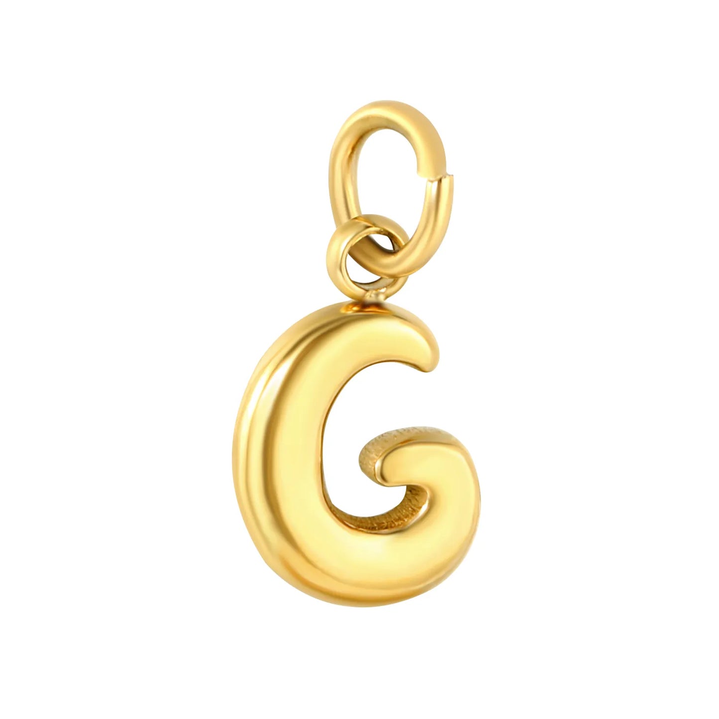 Bubble Bold 26 Alphabet Letter Charms | A-Z Full Set 18K Gold Plated Stainless Steel Pendant Charms for DIY Jewelry Making | Wholesale MOQ 12