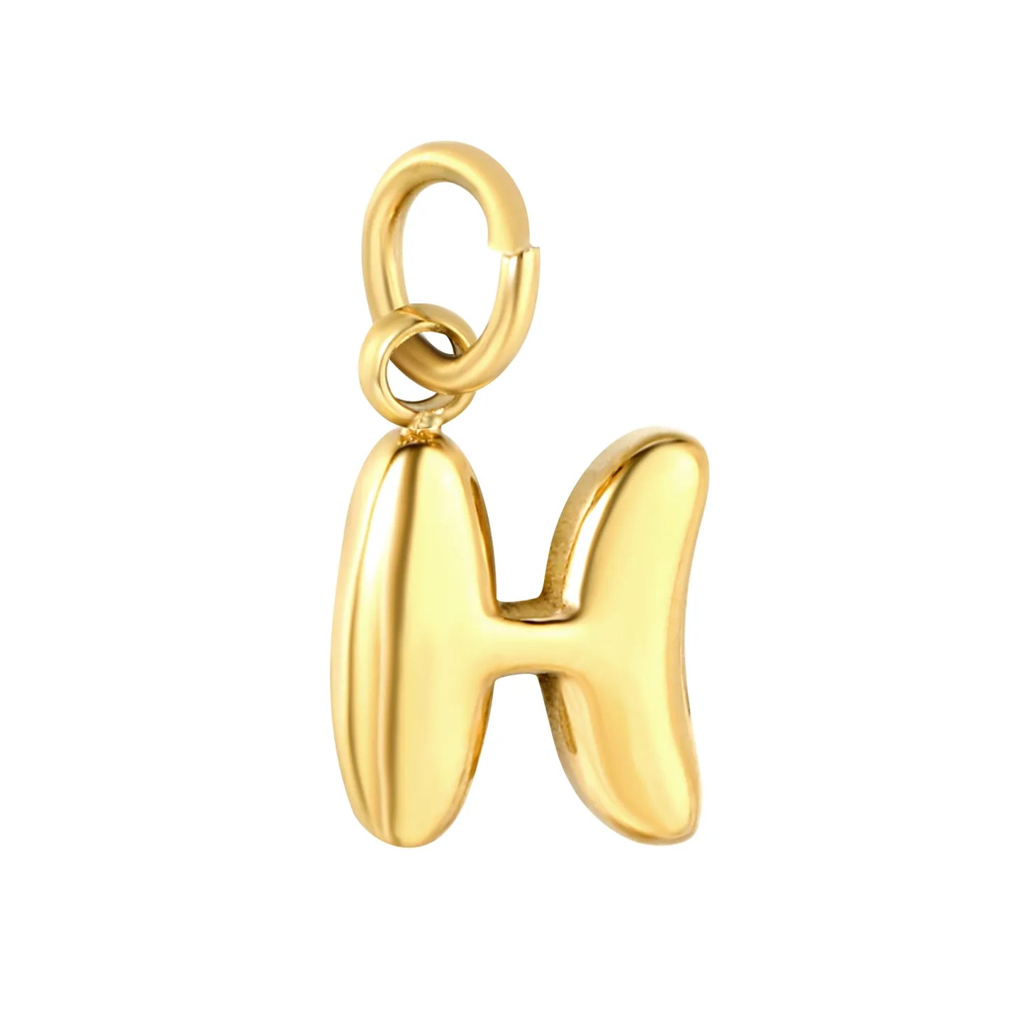 Bubble Bold 26 Alphabet Letter Charms | A-Z Full Set 18K Gold Plated Stainless Steel Pendant Charms for DIY Jewelry Making | Wholesale MOQ 12