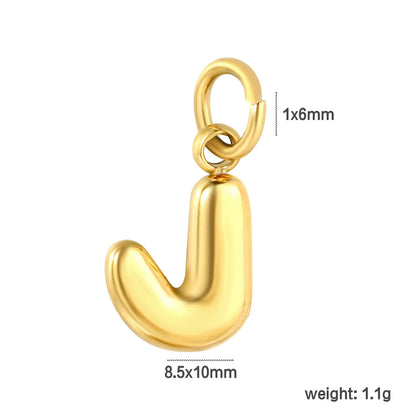 Bubble Bold 26 Alphabet Letter Charms | A-Z Full Set 18K Gold Plated Stainless Steel Pendant Charms for DIY Jewelry Making | Wholesale MOQ 12