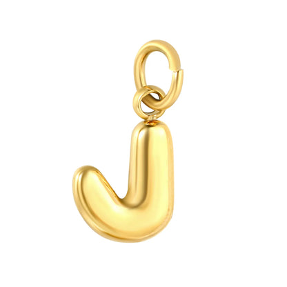 Bubble Bold 26 Alphabet Letter Charms | A-Z Full Set 18K Gold Plated Stainless Steel Pendant Charms for DIY Jewelry Making | Wholesale MOQ 12